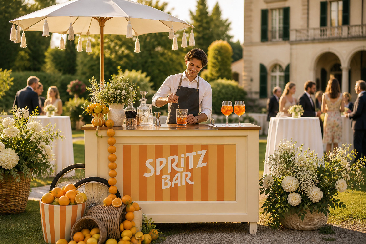 Mobiler Spritz-Bar-Aufbau im Freien für Hochzeiten und Events
